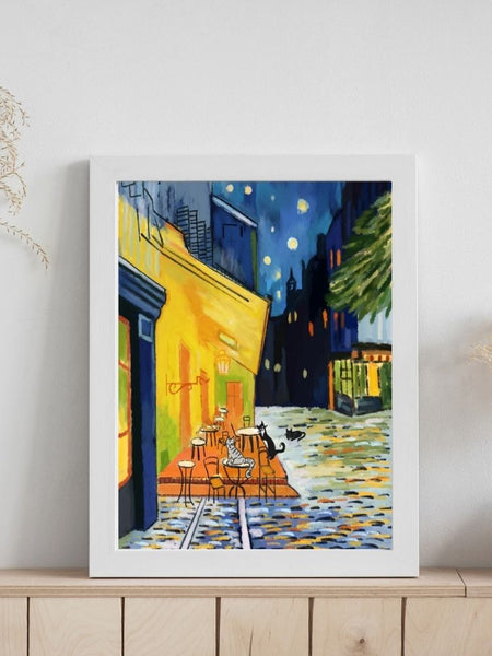 After Hours At The Cafe - Poster - Curious Cat Company - Wall Art