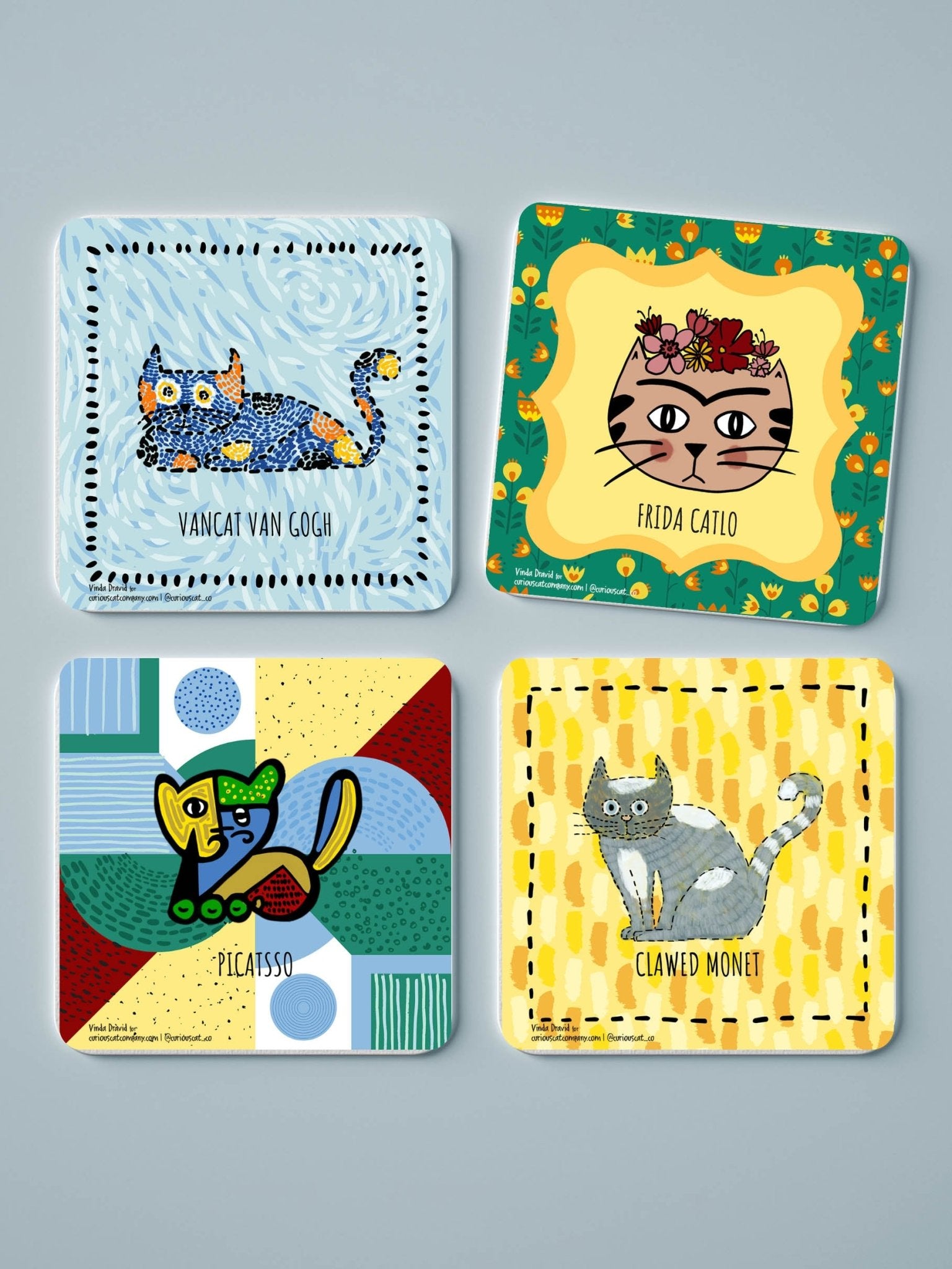 Artsy Coasters - Set of 4 - Curious Cat Company - Coasters
