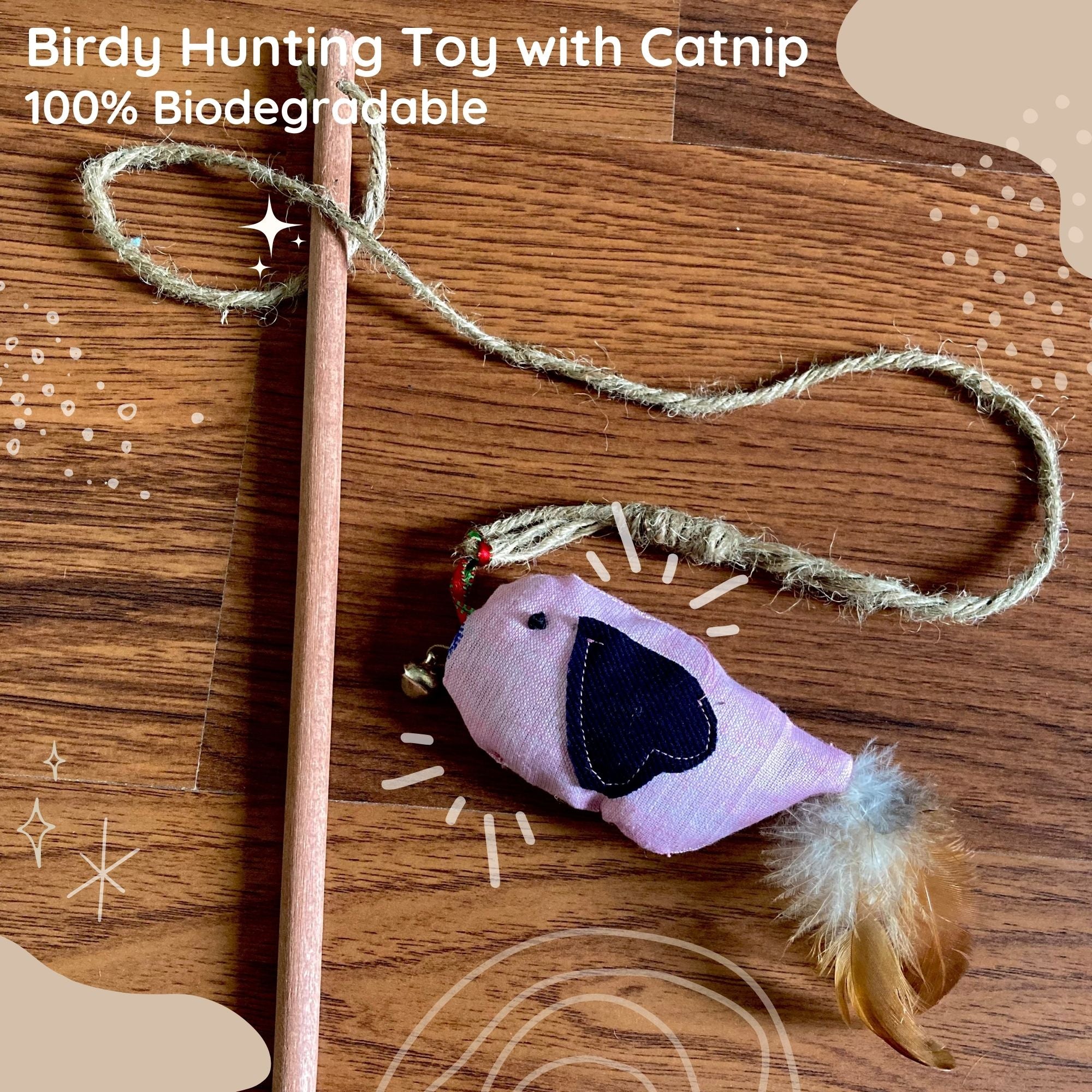 Birdy Hunting Toy with Catnip - 100% Biodegradable - Curious Cat Company - Cat Toys
