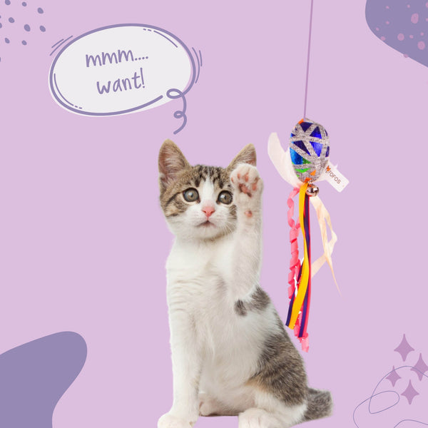 Blocky Meow Ball Wand - Curious Cat Company - Cat Toys