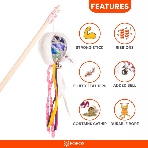 Blocky Meow Ball Wand - Curious Cat Company - Cat Toys