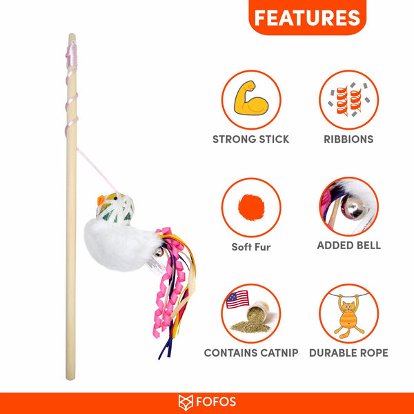 Blocky Meow Bird Wand - Curious Cat Company - Cat Toys