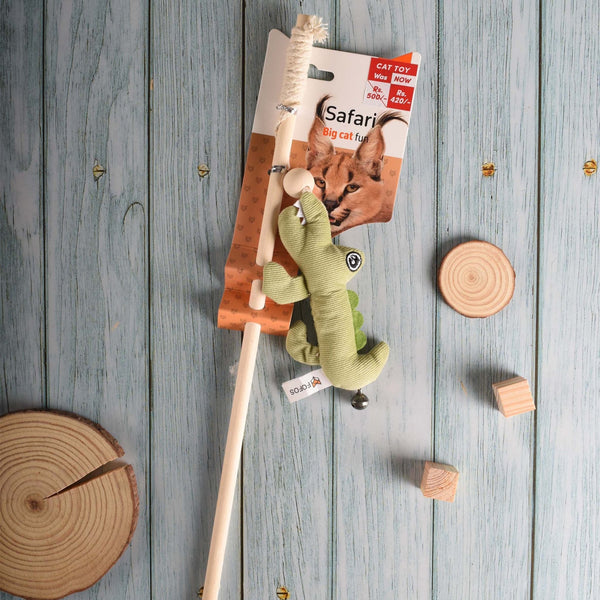 Catnip Crocodile Toy Stick - Curious Cat Company - Cat Toys