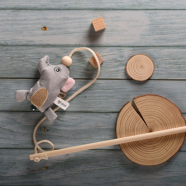 Catnip Elephant Toy Stick - Curious Cat Company - Cat Toys