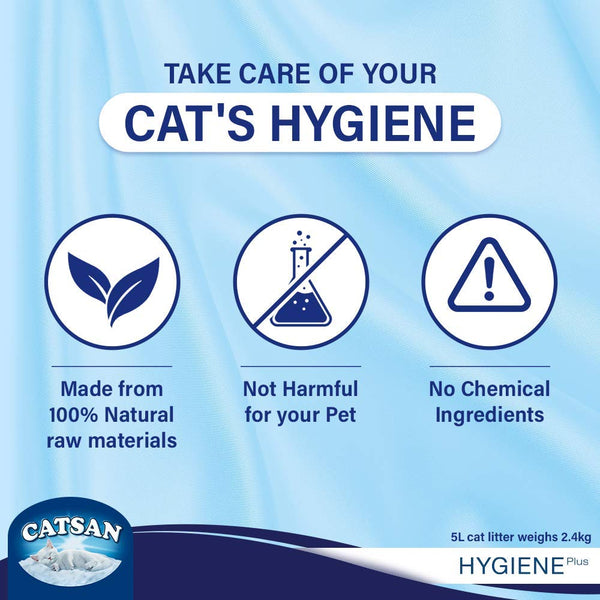Catsan Hygiene Plus by Whiskas Natural Cat Litter 5L - Curious Cat Company - Cat Litter