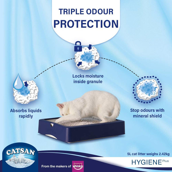 Catsan Hygiene Plus by Whiskas Natural Cat Litter 5L - Curious Cat Company - Cat Litter