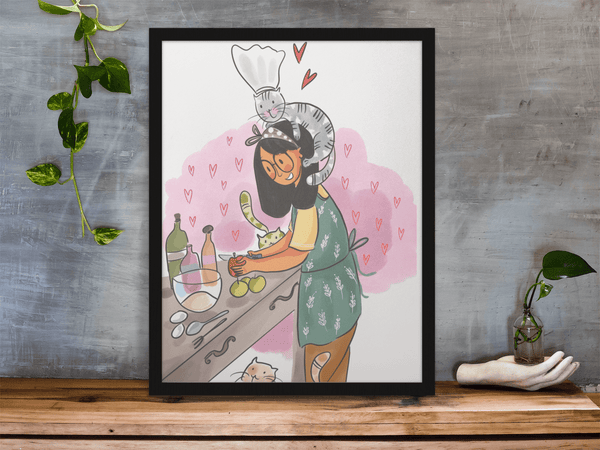 Cooking Time With Cat - Poster - Curious Cat Company - Wall Art