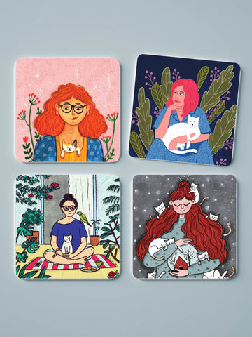 Crazy Cat Lady - Set of 4 Coasters - Curious Cat Company - Coasters