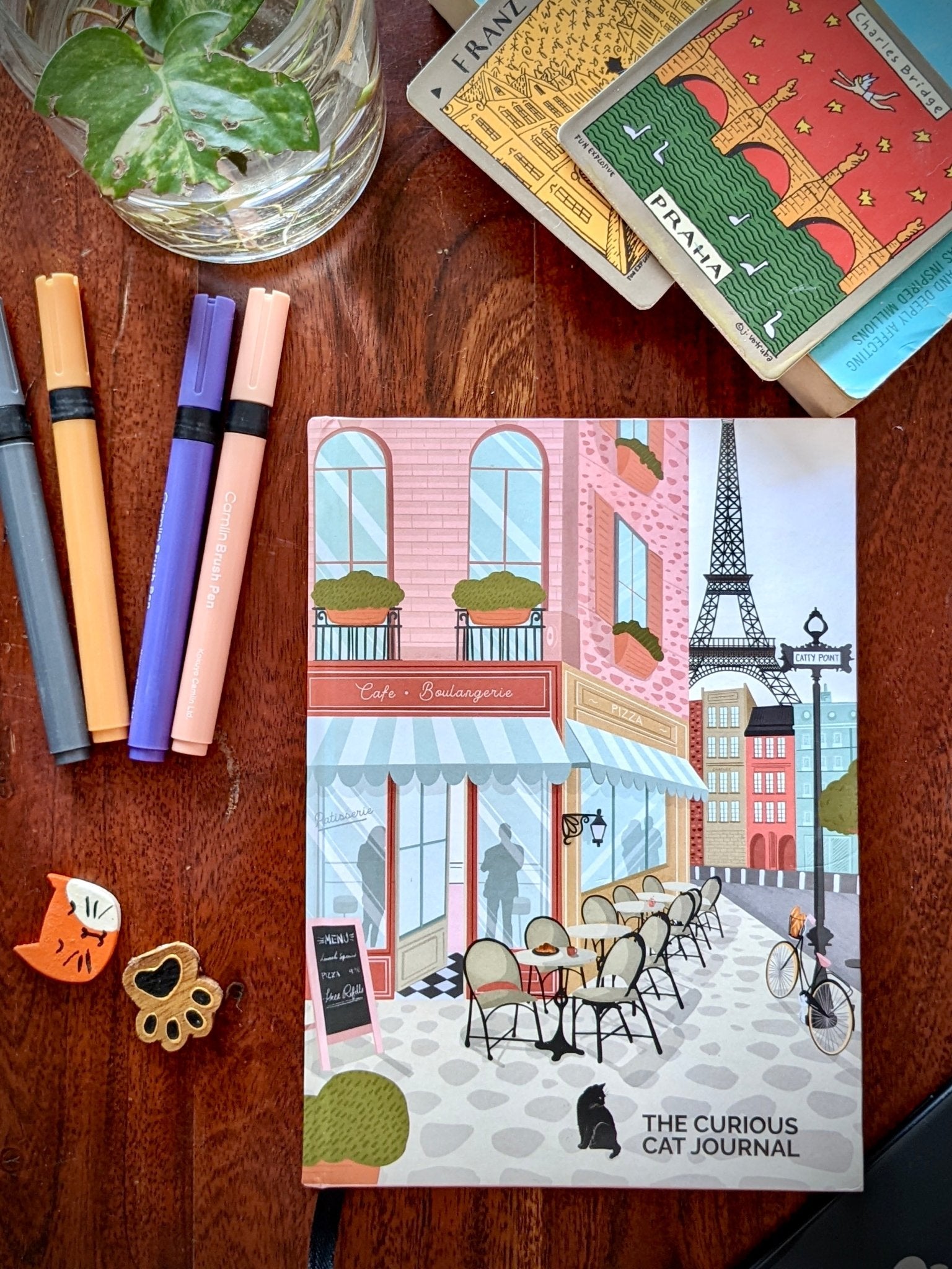 Curiously Catty A5 Journal with 5 Detachable Travel Themed Postcards - Curious Cat Company - Notebook