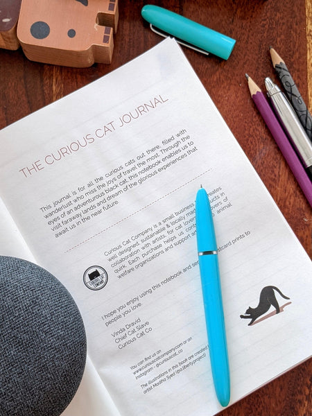 Curiously Catty A5 Journal with 5 Detachable Travel Themed Postcards - Curious Cat Company - Notebook