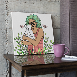 Botanical Cat Lady - Canvas Print - Curious Cat Company