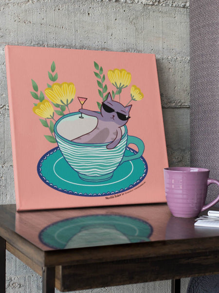 Hot Bath & Wine - Canvas Print - Curious Cat Company - 
