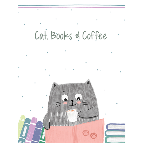 Cat, Books & Coffee Mug - Curious Cat Company