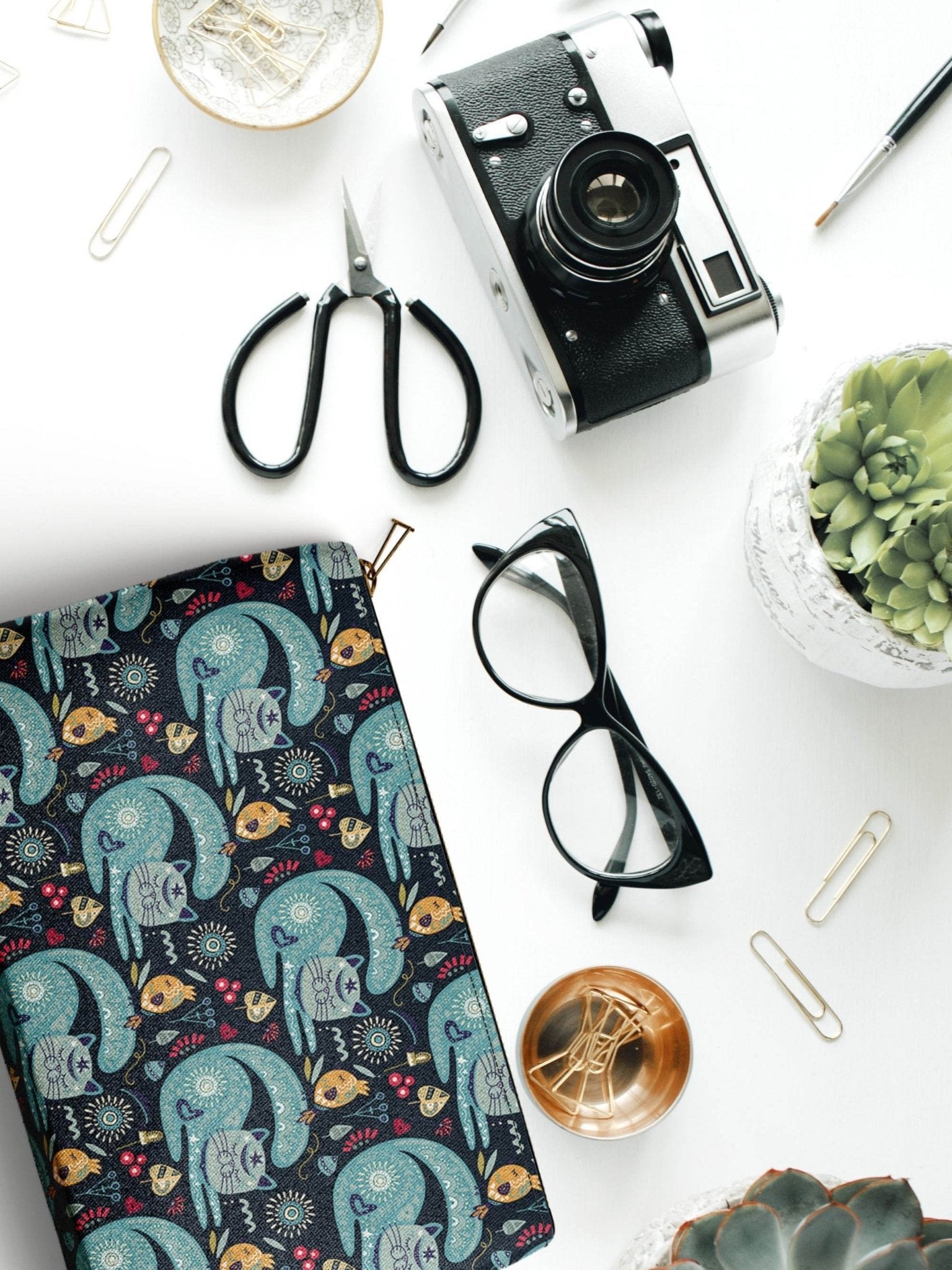 Paisley Cats Canvas Pouch - Curious Cat Company - Pouch