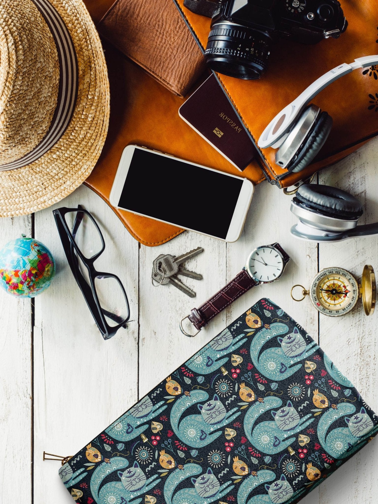 Paisley Cats Canvas Pouch - Curious Cat Company - Pouch