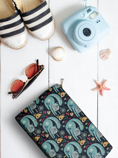 Paisley Cats Canvas Pouch - Curious Cat Company - Pouch