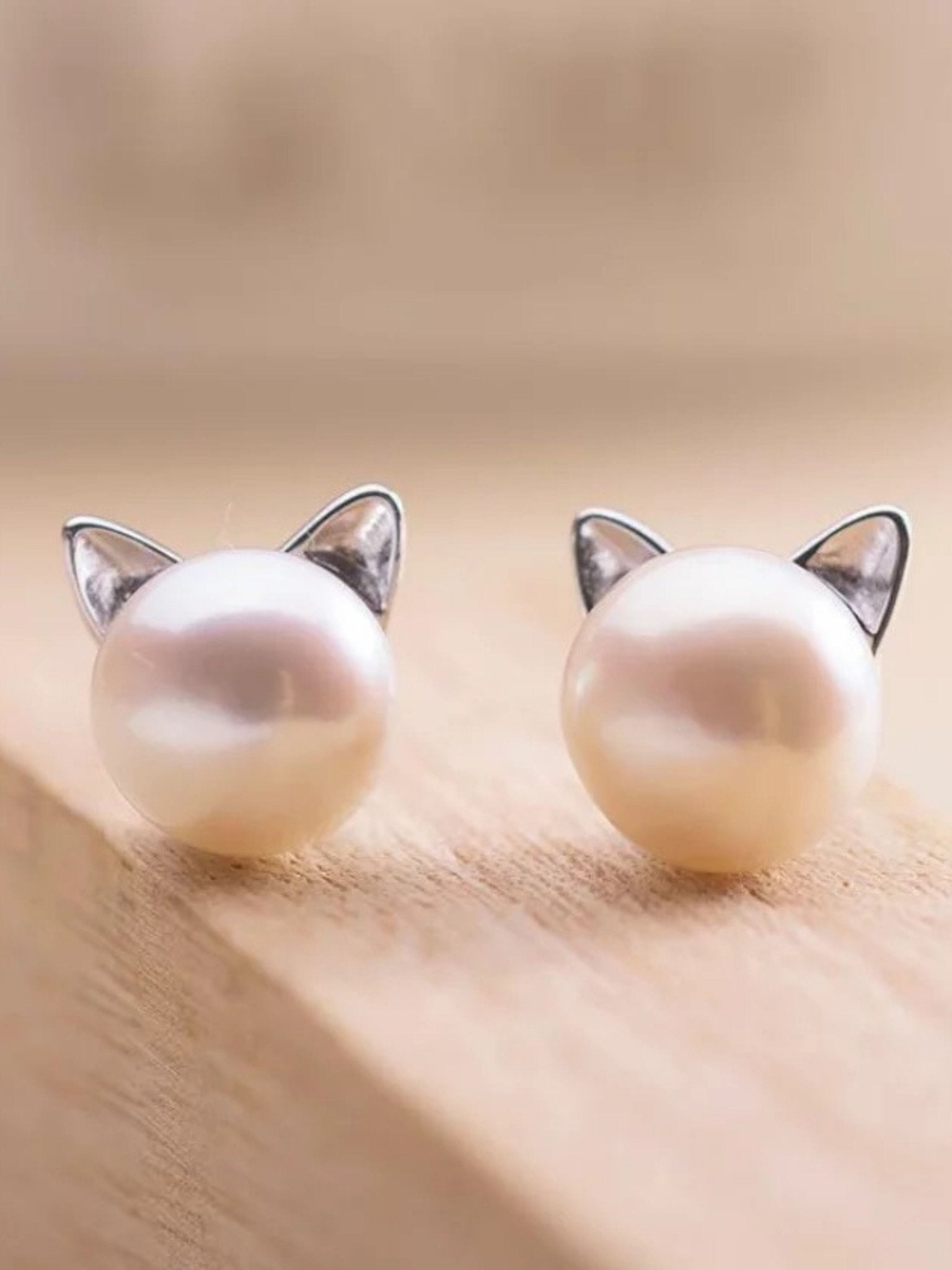 Pearl Cat Ear Studs - Curious Cat Company - Jewellery