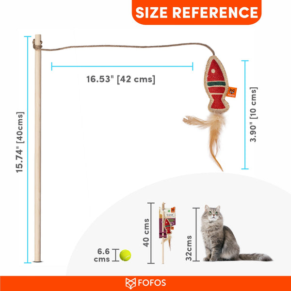 Scandi Fish Wand Toy - Curious Cat Company - Cat Toys