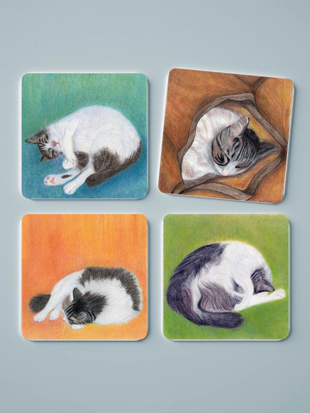 Sleeping Cats - Set of 4 Coasters - Curious Cat Company - Coasters