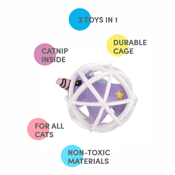 Unicorn with Catnip Ball - Curious Cat Company - Cat Toys