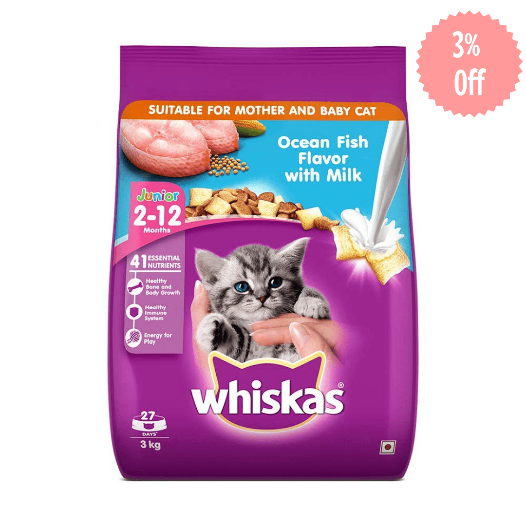Whiskas Kitten - Junior Ocean Fish with Milk (Dry). - Curious Cat Company - Whiskas Adult