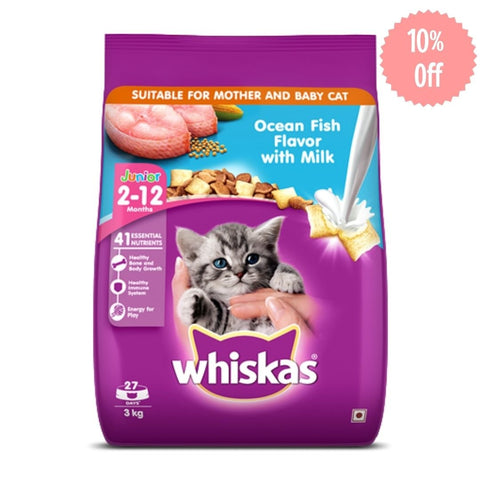 Whiskas Kitten - Ocean Fish with Milk 3Kg (Dry) - Curious Cat Company - Whiskas Kitten