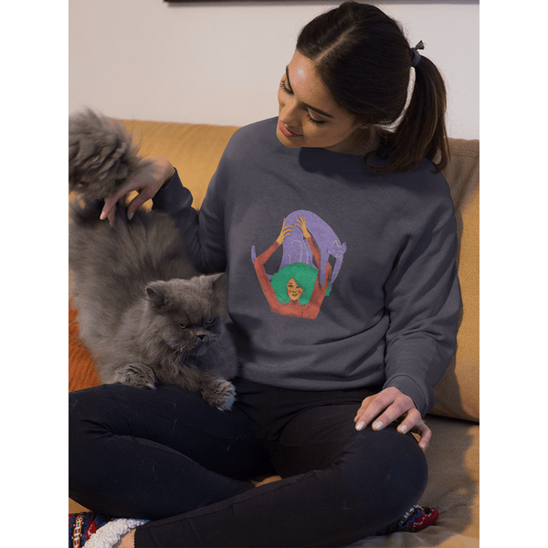 Workout With Cat Sweatshirt - Curious Cat Company - Sweatshirt