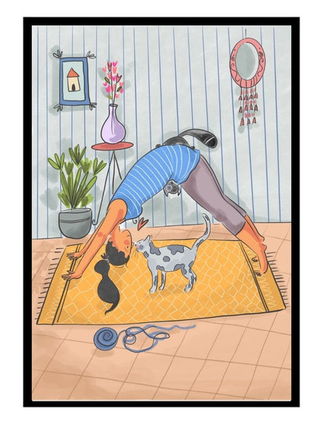 Yoga Time With Cat - Poster - Curious Cat Company - Wall Art