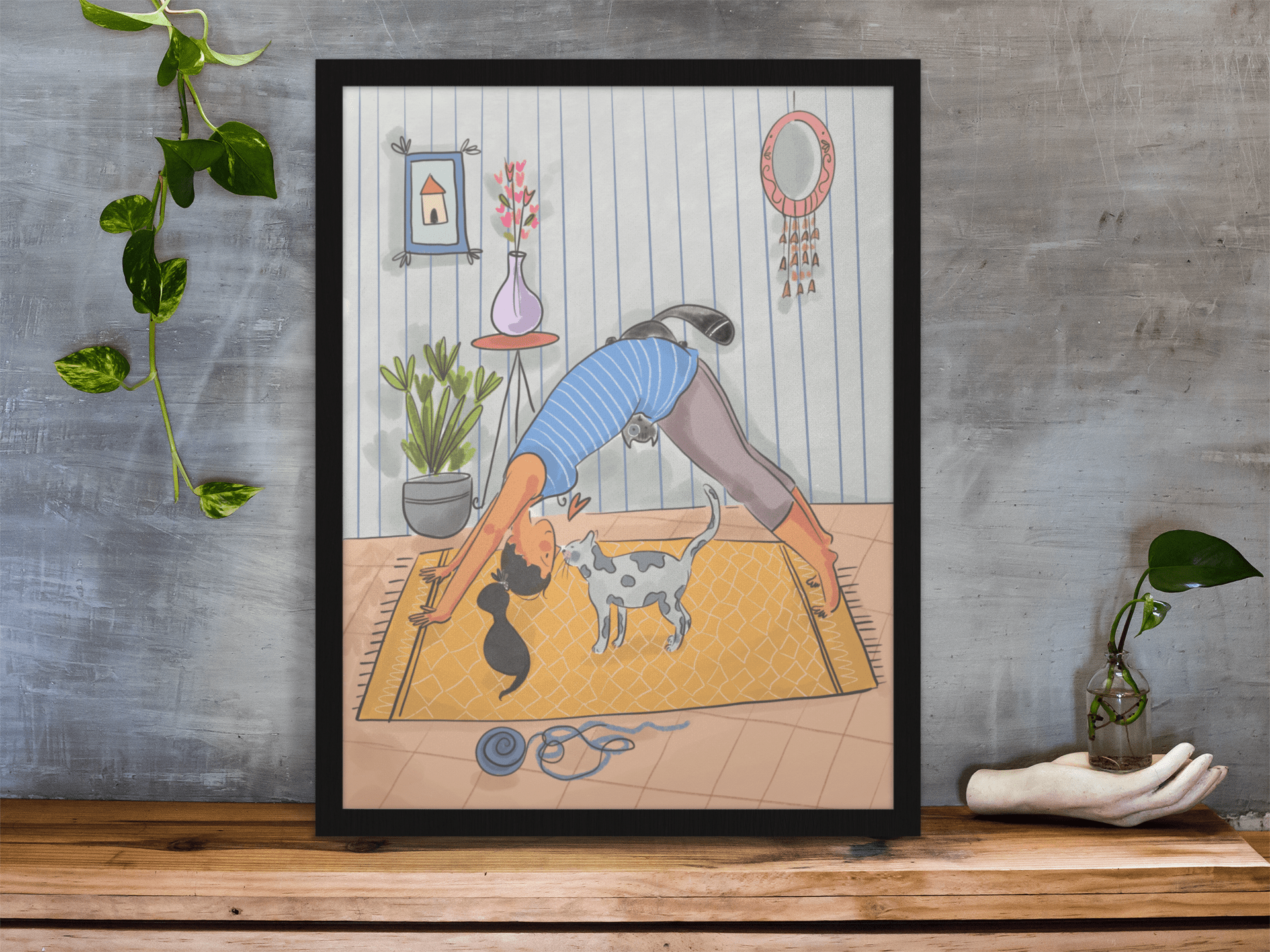 Yoga Time With Cat - Poster - Curious Cat Company - Wall Art